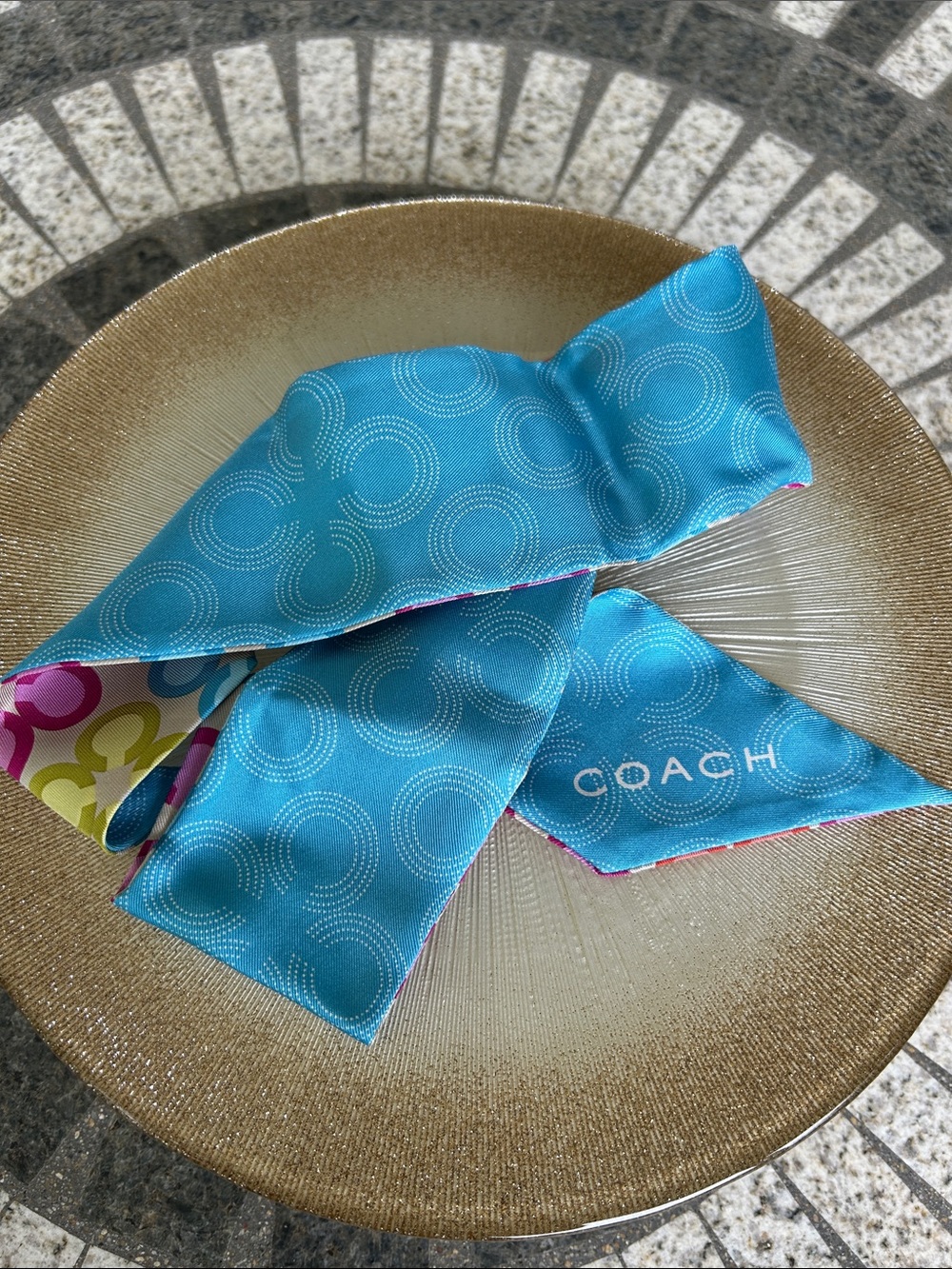 Coach Multicolor and Blue Signature Twilly - Picture 3 of 4